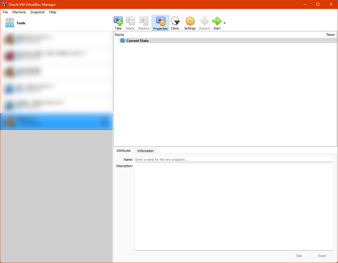 Screenshot of the Virtualbox window