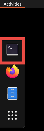 Screenshot of the navigation bar in REMnux highlighting the terminal icon
