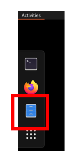 Screenshot of the navigation bar in REMnux highlighting the files icon